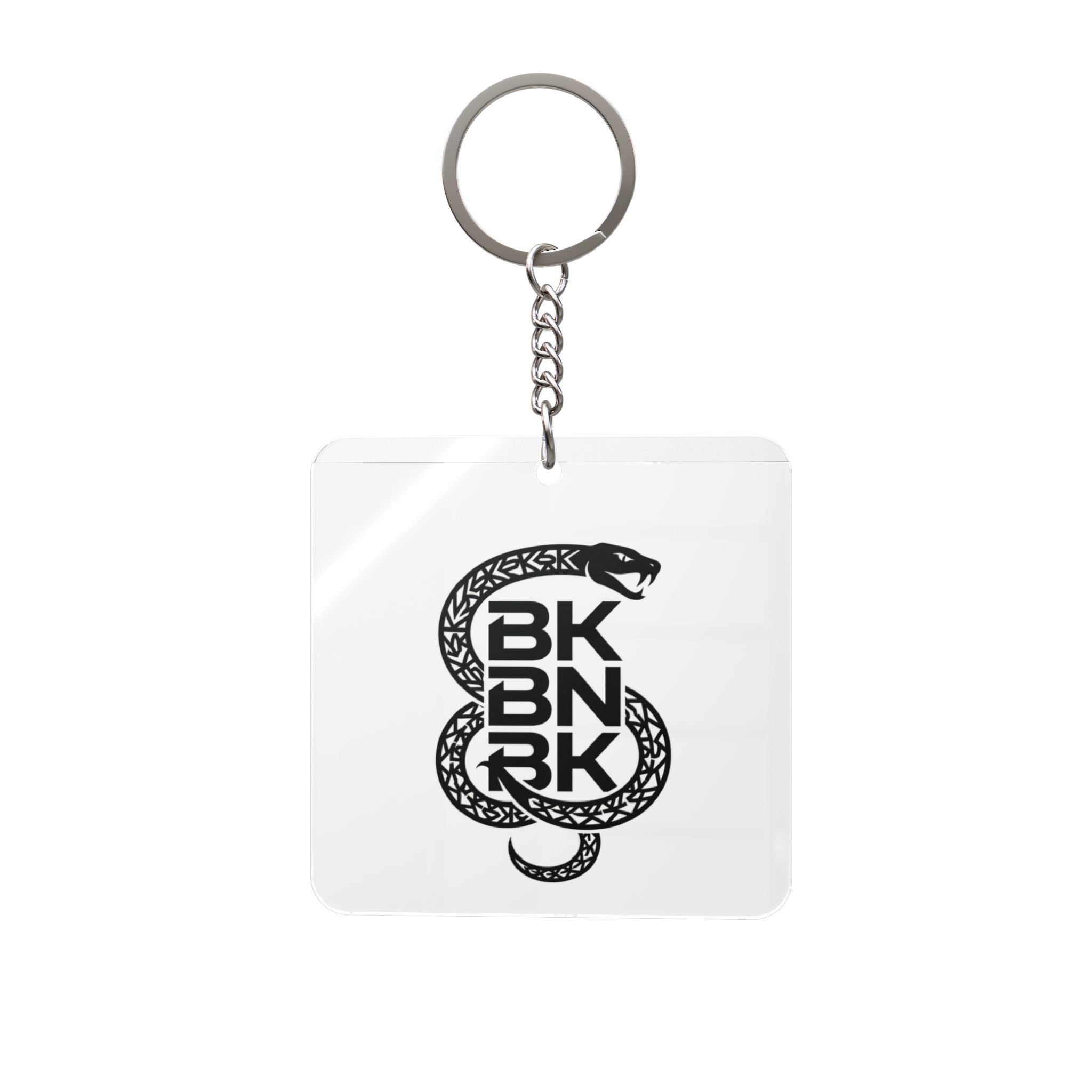 Snake Emblem Square Keychain — Bold BKBNBR Logo Accessory