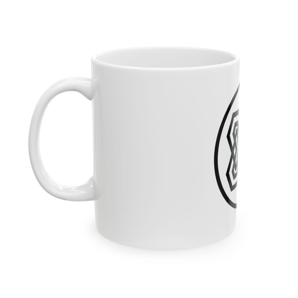 Geometric Celtic Fox Ceramic Mug — Minimal Black Knotwork 11oz/15oz