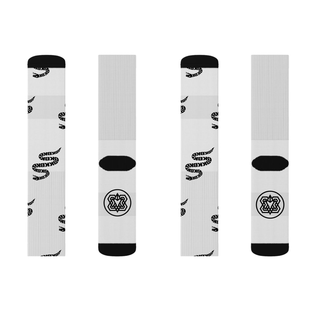 Snake Pattern Sublimation Socks — Black & White Reptile Crew Socks