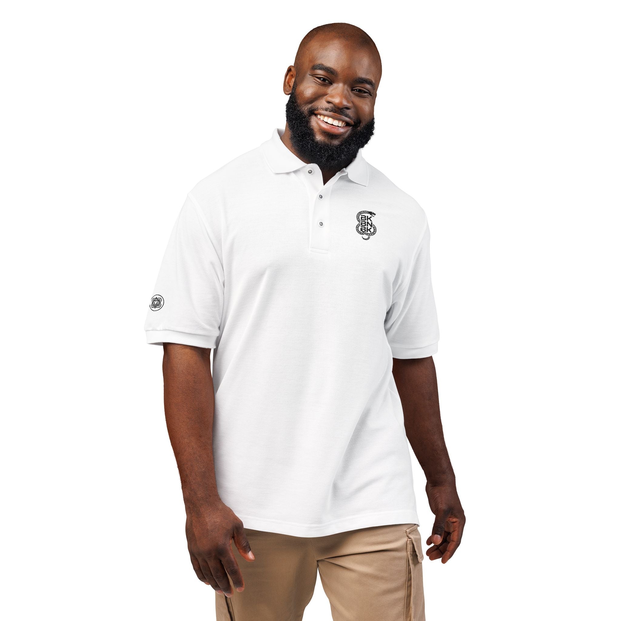 Embroidered Monogram Polo Shirt – Classic White Short-Sleeve