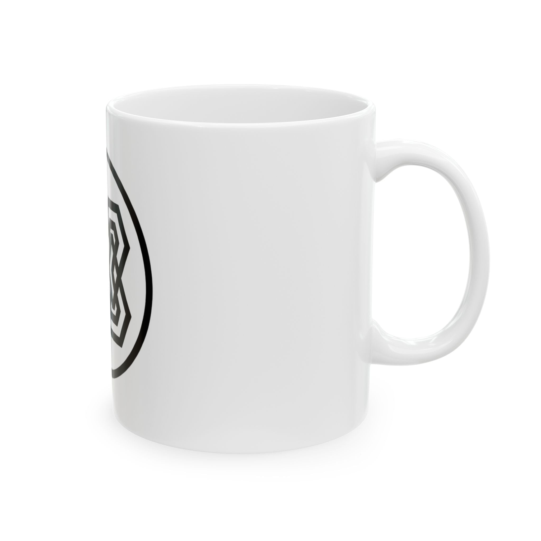 Geometric Celtic Fox Ceramic Mug — Minimal Black Knotwork 11oz/15oz