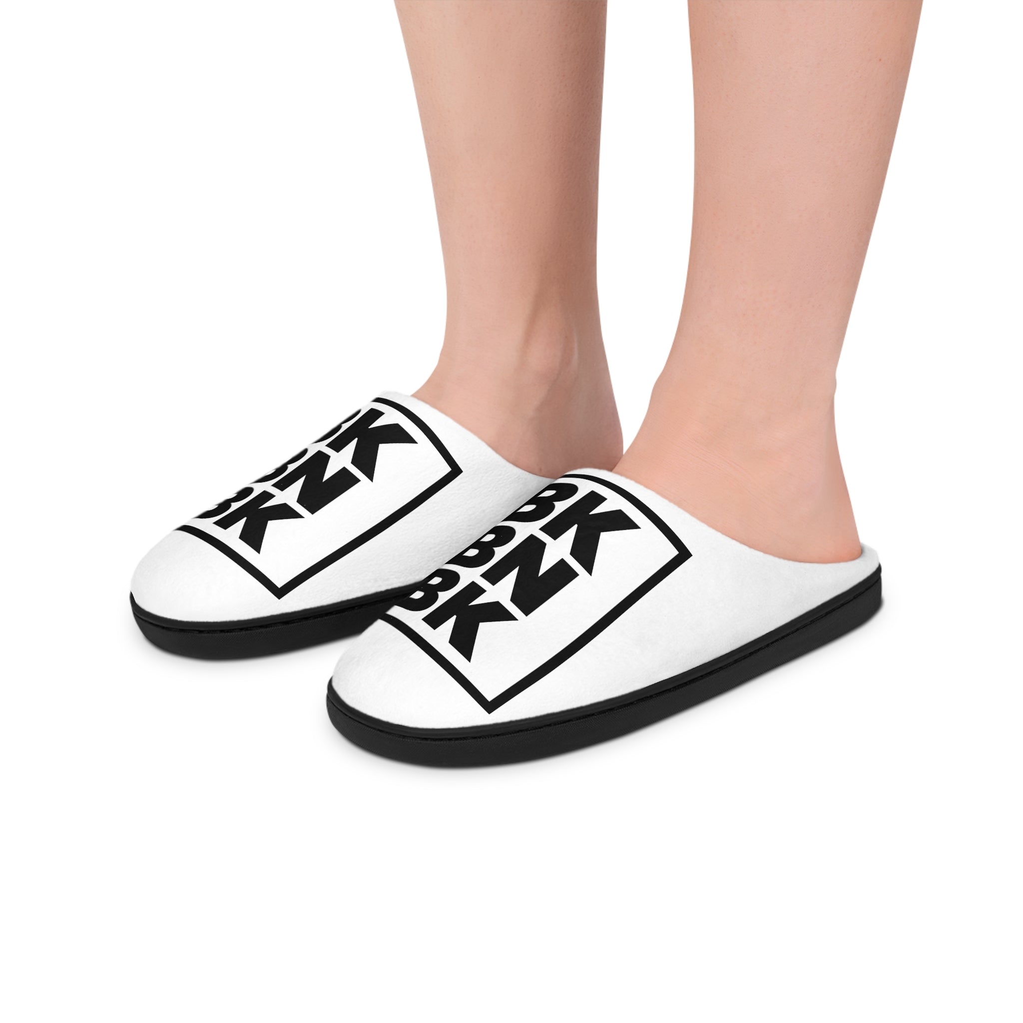 Men's Indoor Slippers - Bold Black BK Logo Slide Slippers