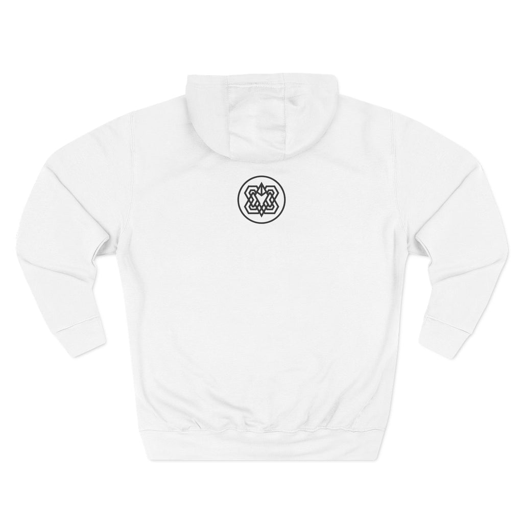 Minimalist BKBNBK Logo Hoodie — White Fleece Pullover