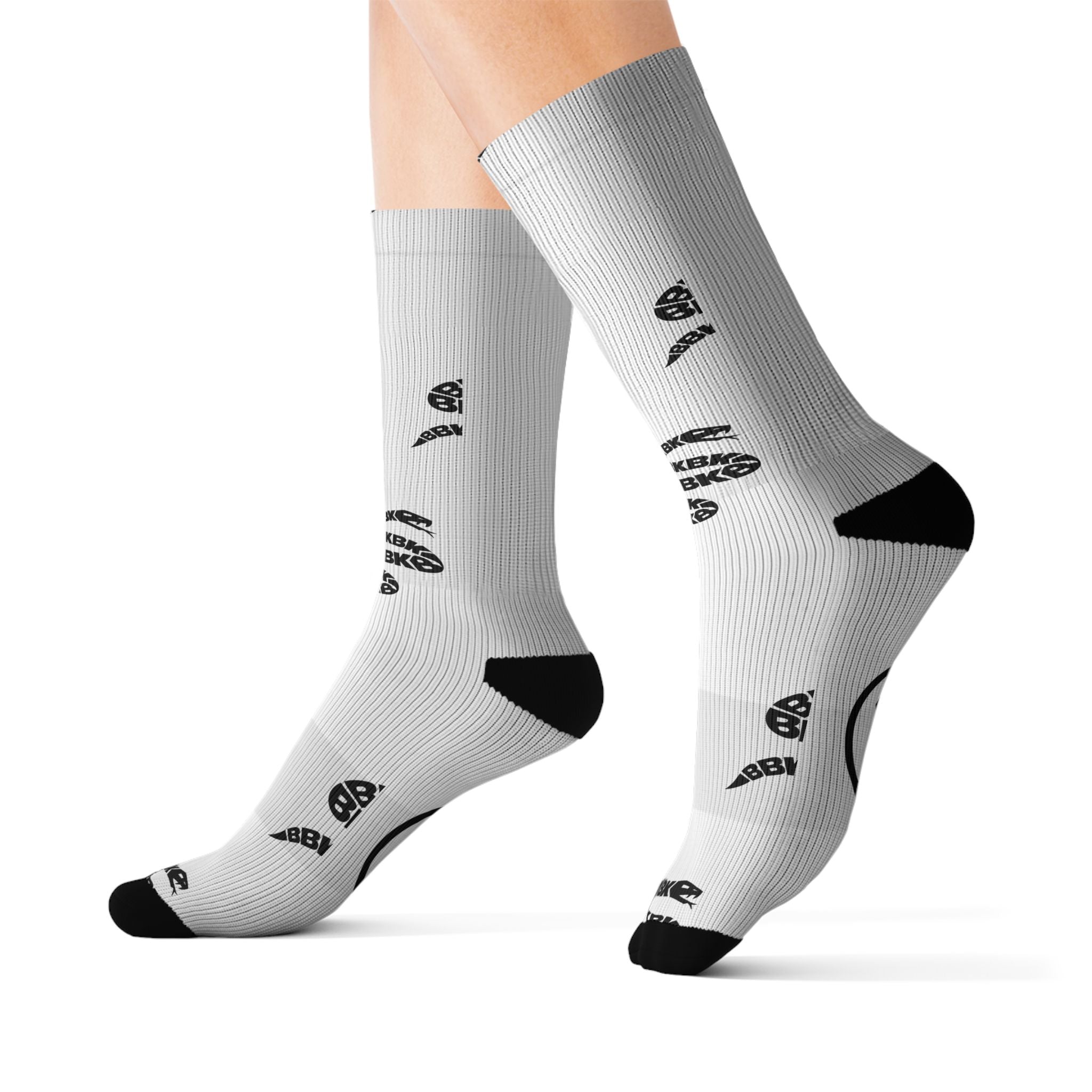 Snake Pattern Sublimation Socks — Black & White Reptile Crew Socks