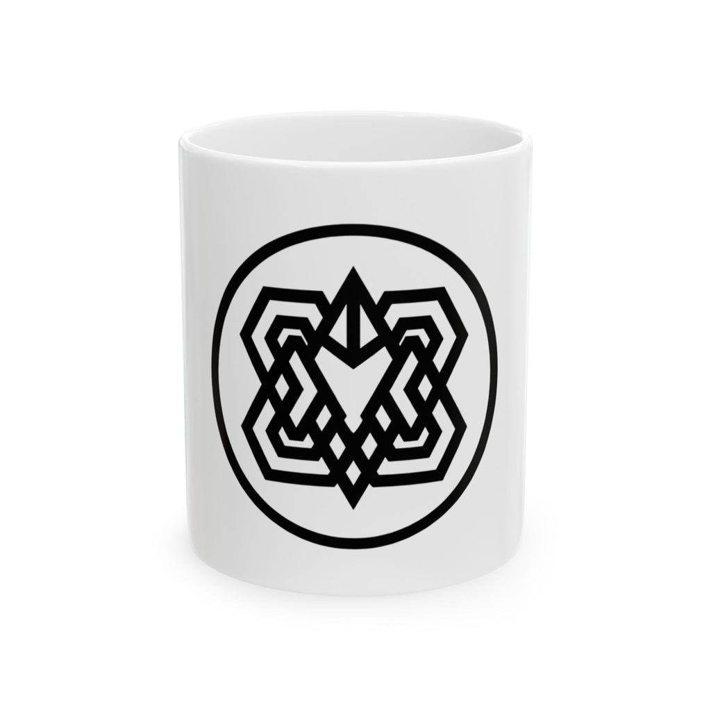 Geometric Celtic Fox Ceramic Mug — Minimal Black Knotwork 11oz/15oz