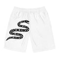 BKKB Pattern Men’s Board Shorts — Black Logo All-Over Print