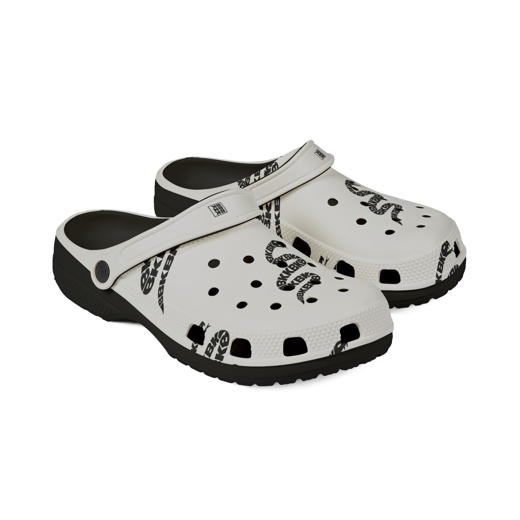 White EVA Foam Clogs with Black Snake Graphic – Lightweight Slip-On Garden Shoes