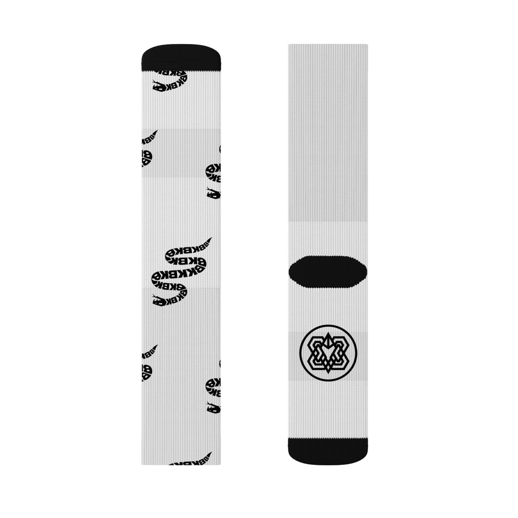 Snake Pattern Sublimation Socks — Black & White Reptile Crew Socks