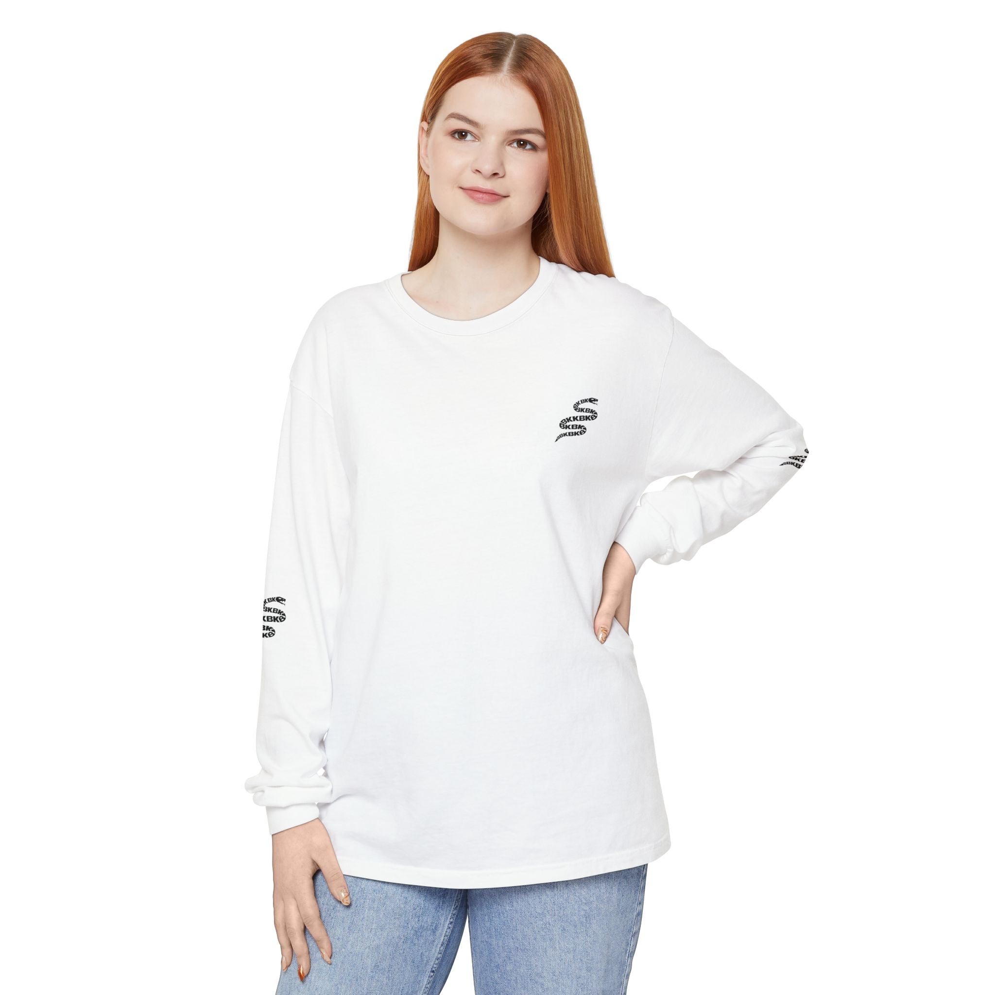 Snake Sleeve Long Sleeve Tee — Minimal Geometric Back Logo