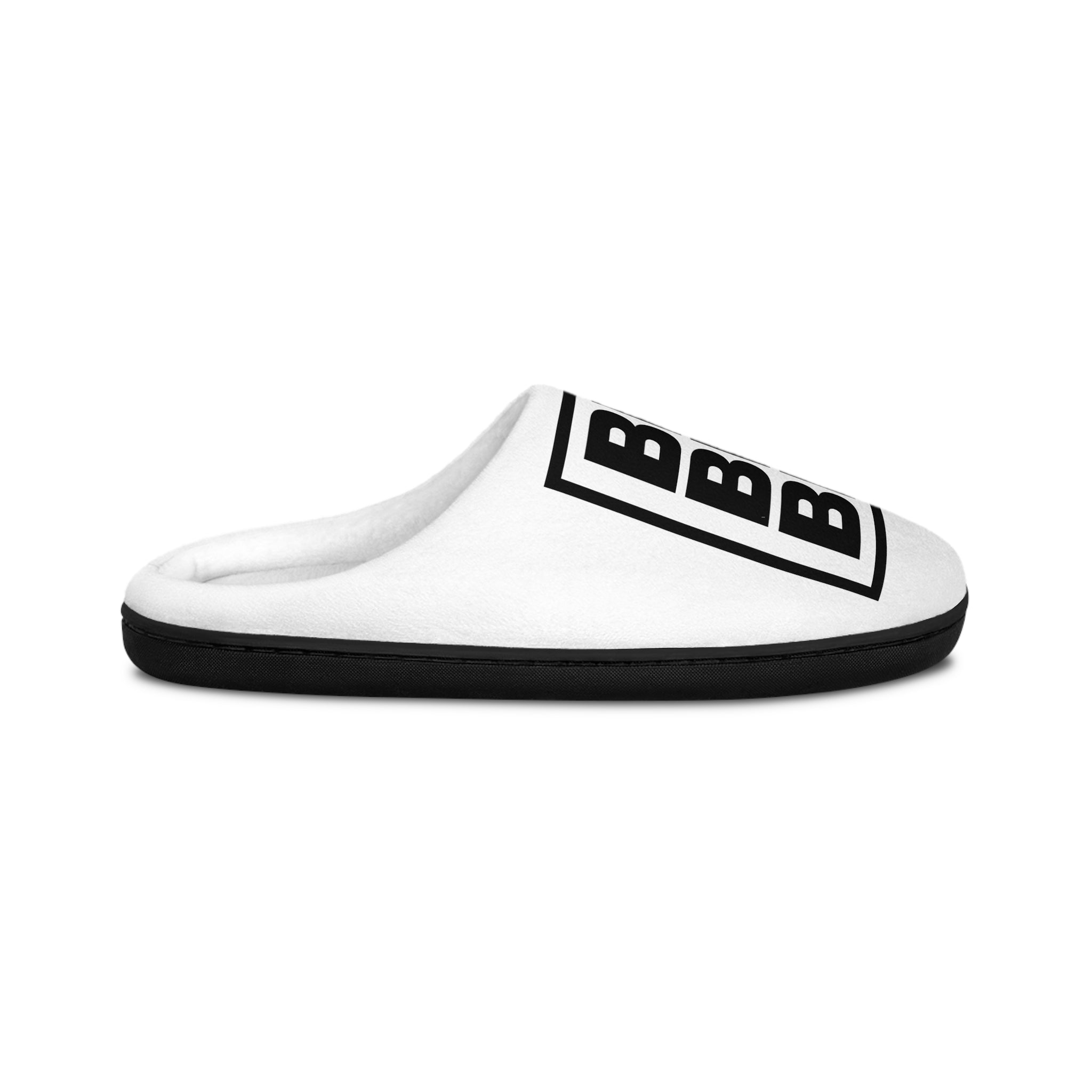 Men's Indoor Slippers - Bold Black BK Logo Slide Slippers