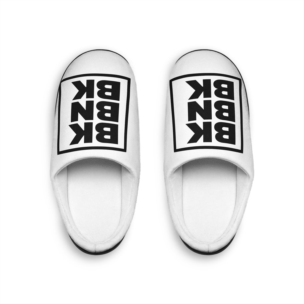 Men's Indoor Slippers - Bold Black BK Logo Slide Slippers
