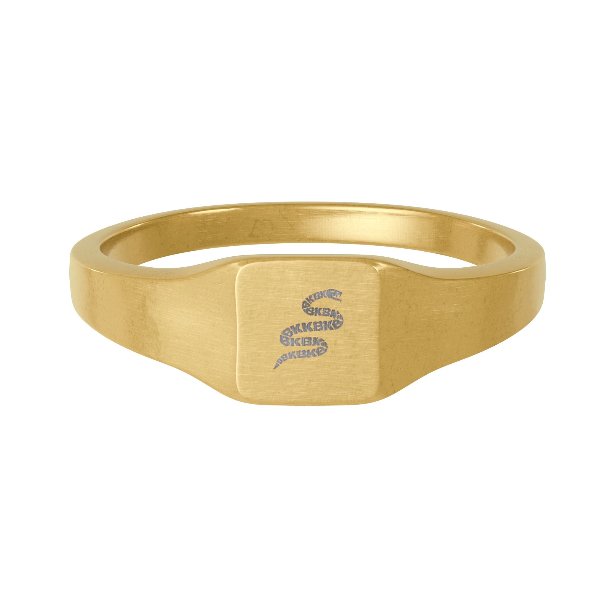 Gold Stainless Steel Square Signet Ring — Engravable Personalized Band