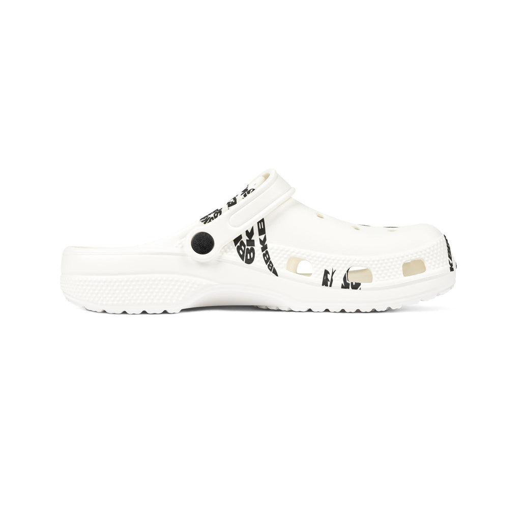 White EVA Foam Clogs with Black Snake Graphic – Lightweight Slip-On Garden Shoes