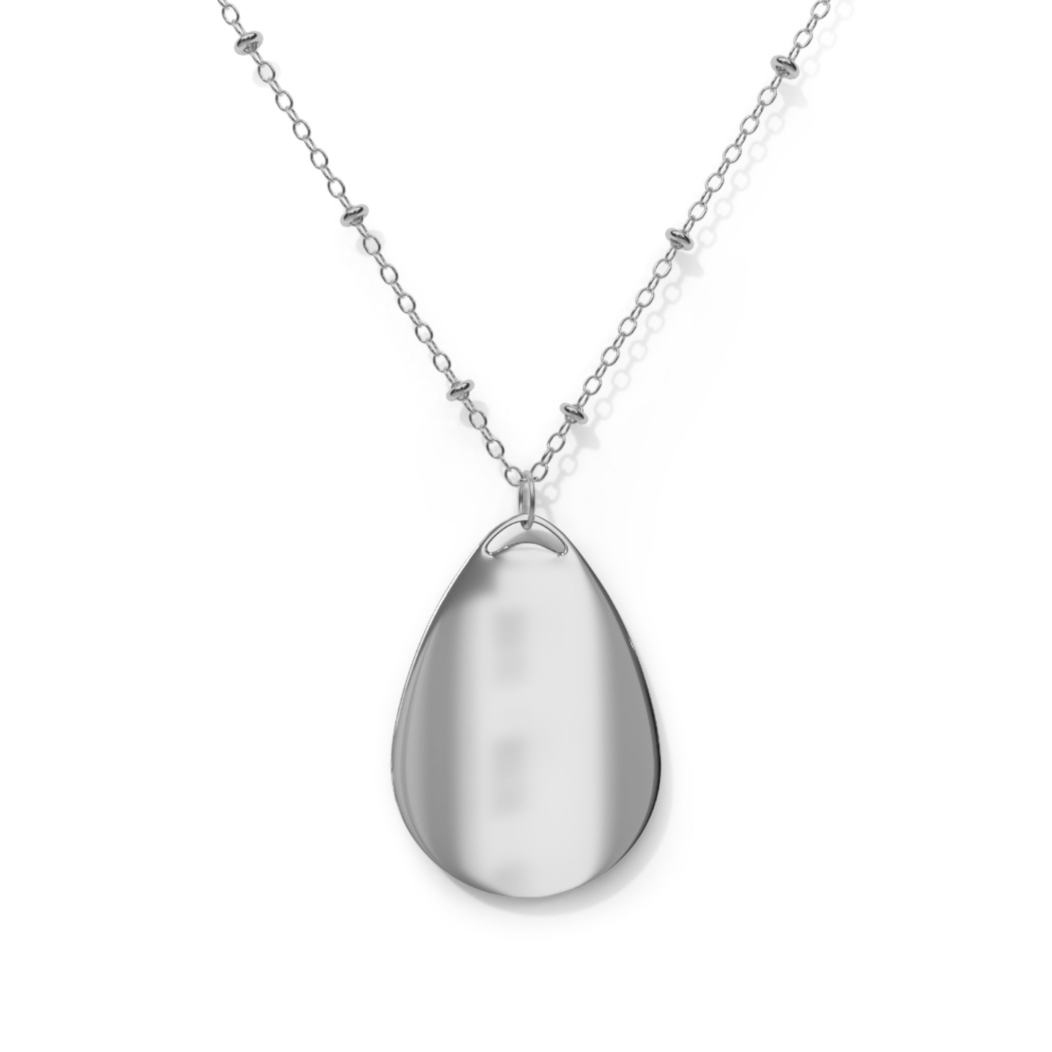 Engraved Oval Necklace Pendant — Personalized Teardrop Locket Necklace