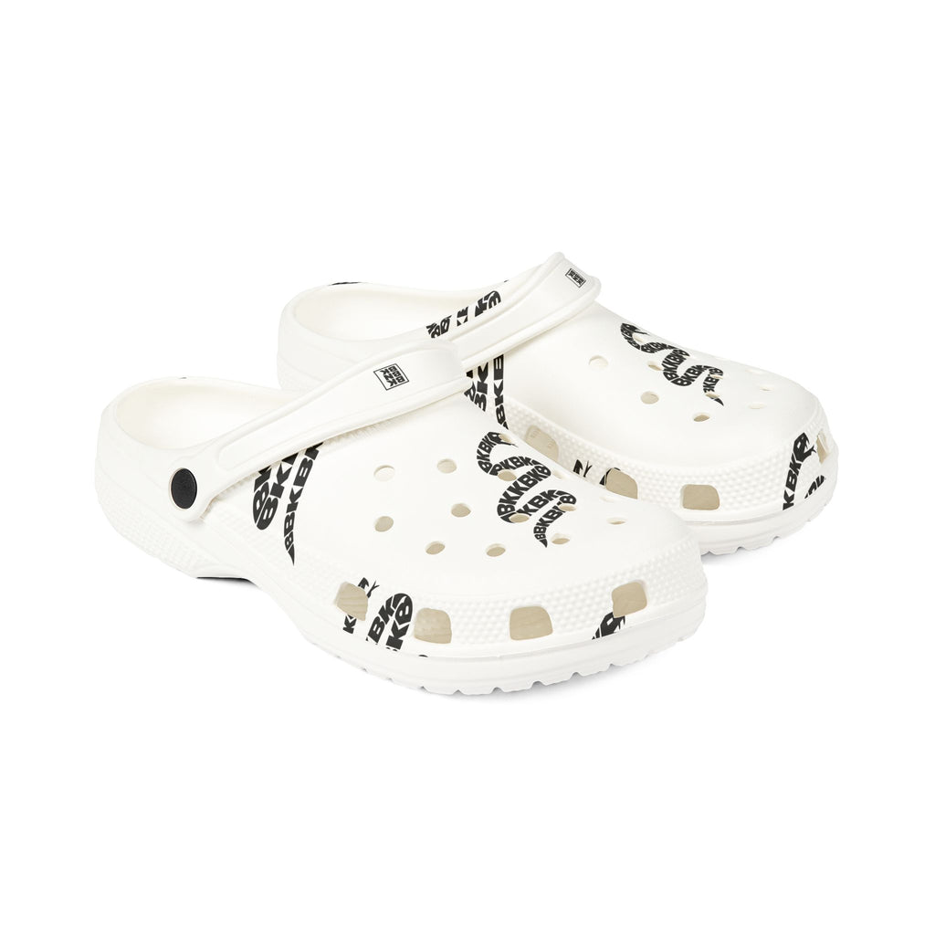 White EVA Foam Clogs with Black Snake Graphic – Lightweight Slip-On Garden Shoes