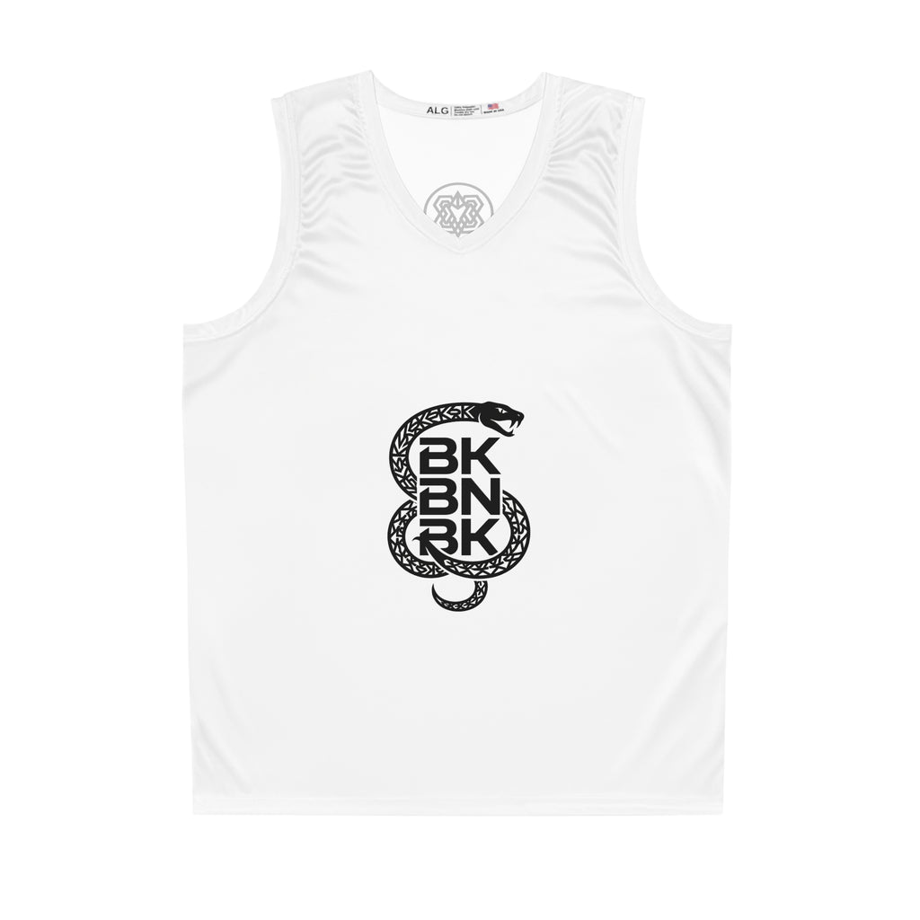 BKBNRK Snake Logo Basketball Jersey — White Performance Tank