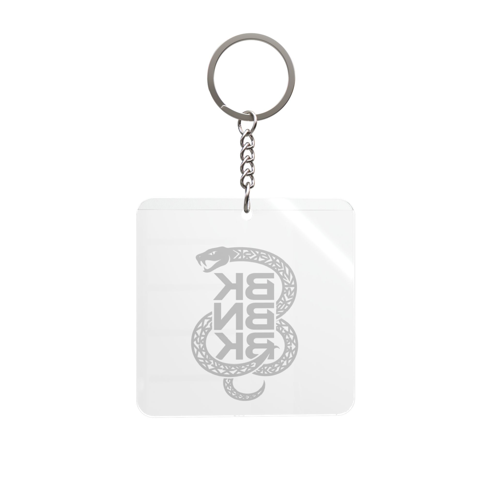 Snake Emblem Square Keychain — Bold BKBNBR Logo Accessory